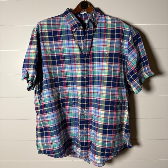 Ralph Lauren Short Sleeve Button Down Plaid Blue, White, Pink, Yellow...Size XXL - Picture 1 of 7